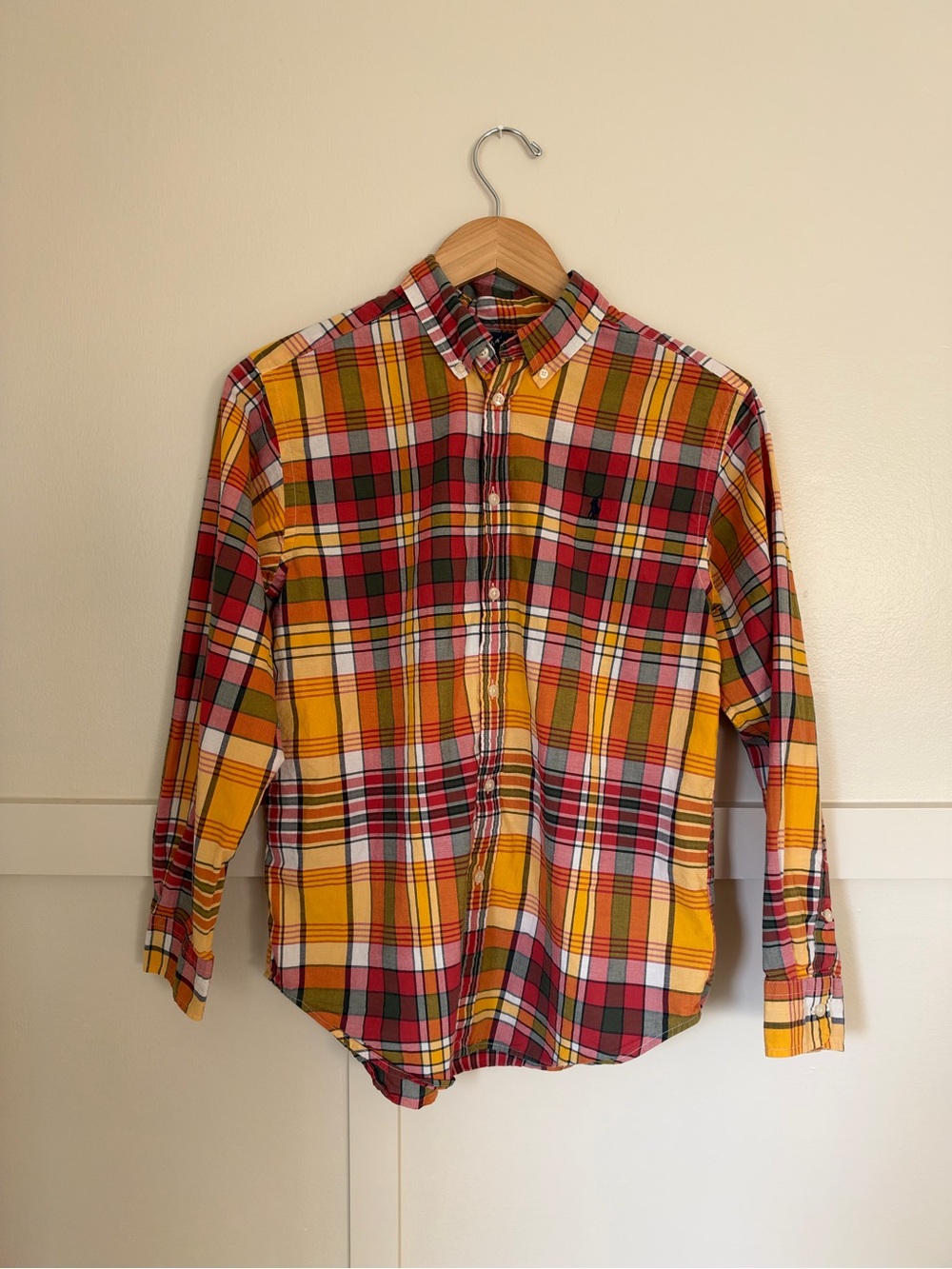 Boy’s Large 14-16 Ralph Lauren Plaid Button-Down Shirt Preppy Academia Holiday